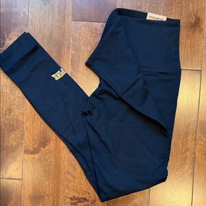 PINK Victoria's Secret Black Leggings with Gold Logo Accent